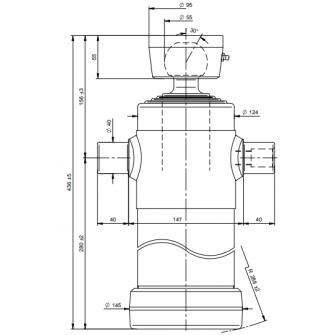 Teleskopski cilinder 4 stopnje 10 ton 1050 mm s kroglo 3044S